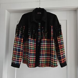 Western Meets Grandmacore Cotton Colorful Houndstooth Jacket Large